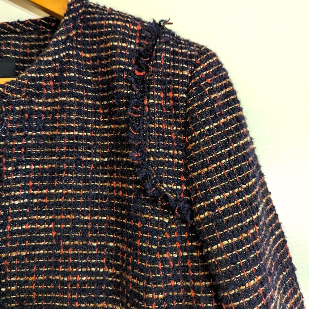 Banana Republic Tweed Fringe Detail Cropped Blazer Multicolor Size 8 - Picture 4 of 6